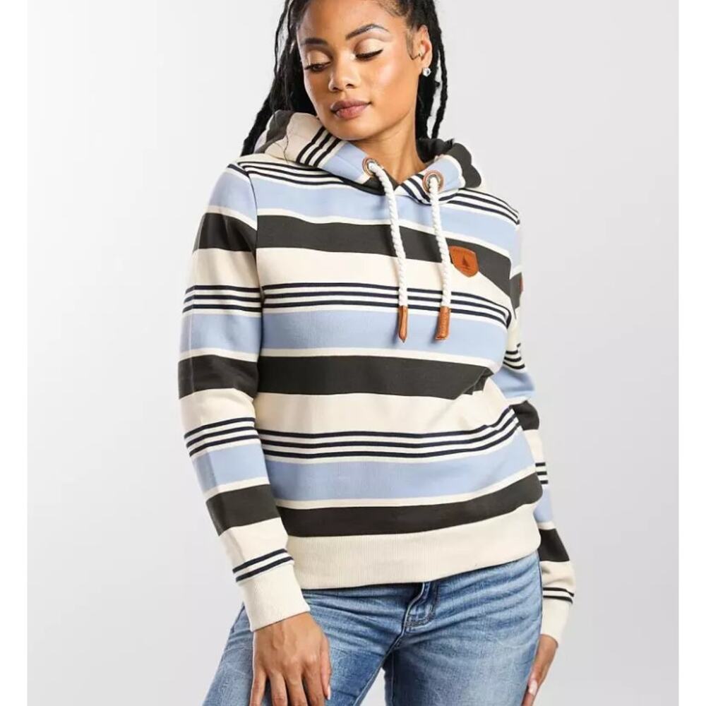 Wanakome Clarion Hooded Sweatshirt Blue Stripe Med
